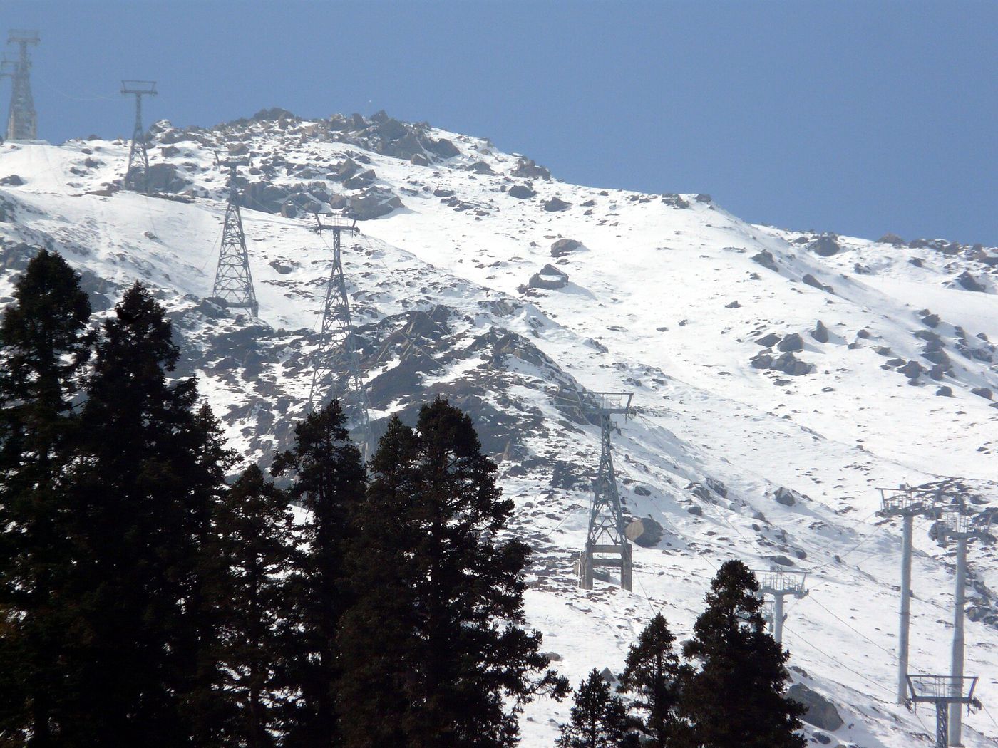 The Gulmarg gondola over snow